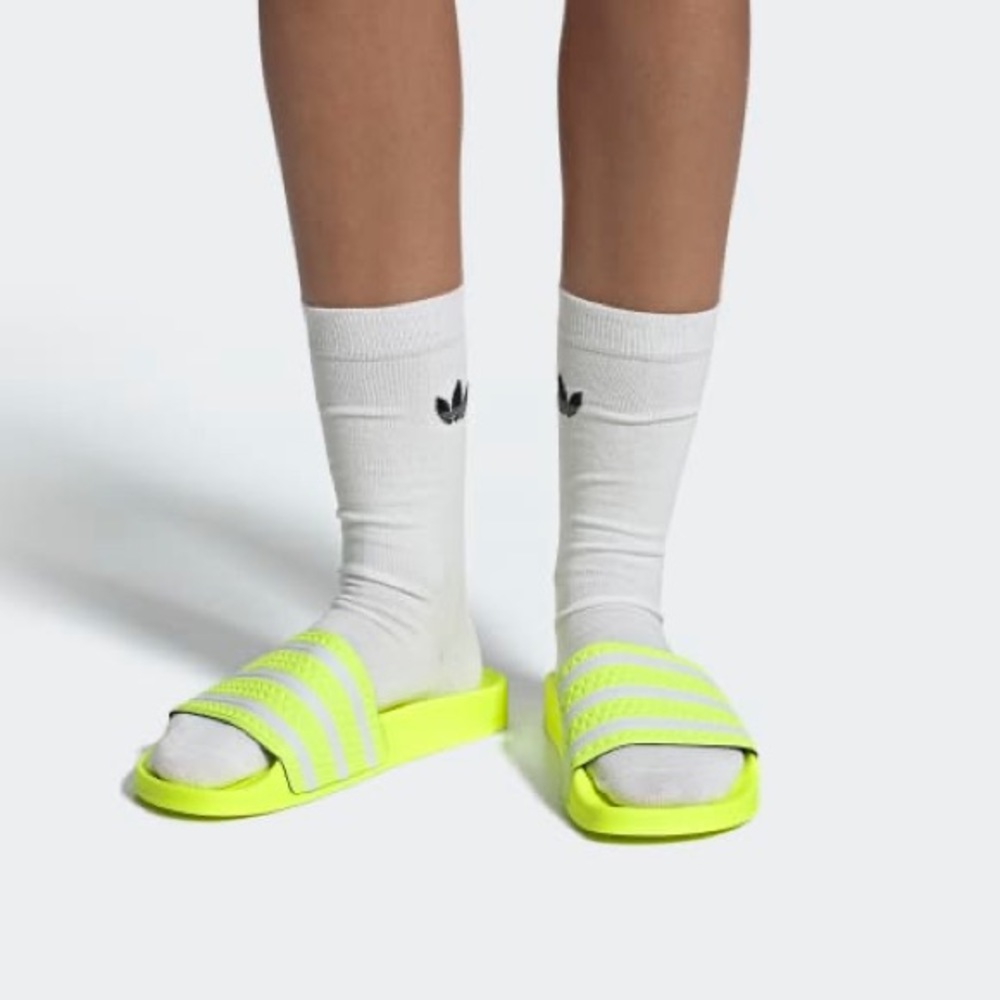 Adidas Adilette Slides Neon Solar Yellow Size 5